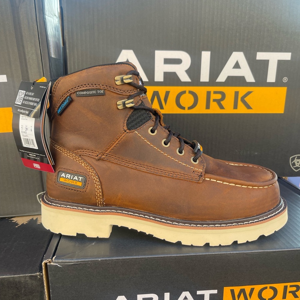Ariat Men's Brown Work Boots Rebar lift 6 composite toe waterproof wide EE